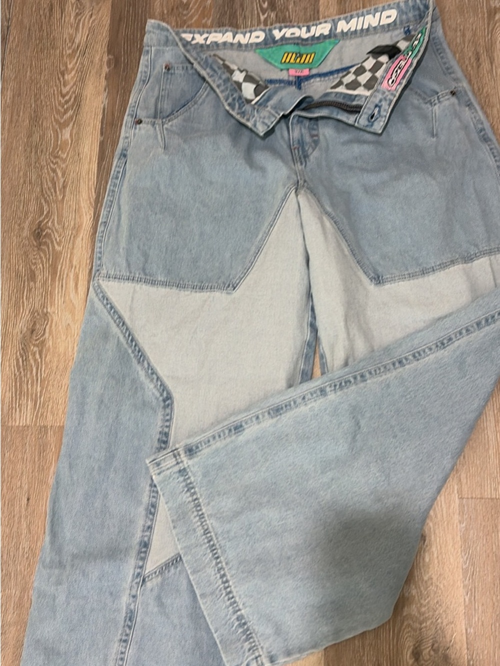 Alab Light Blue Patchwork Flare Jeans. EUC.
